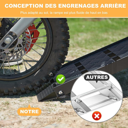 gardhom Draagbare aluminium oprijplaat, zwarte laadruimte voor ATV-voertuigen, met een draagvermogen van 680 kg/paar, duurzaam, met handgrepen en handschoenen