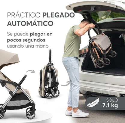 KikkaBoo EDEN Buggy, kinderwagen tot 22 kg, automatisch vouwen, kantelpositie, ultralicht, compact, beige