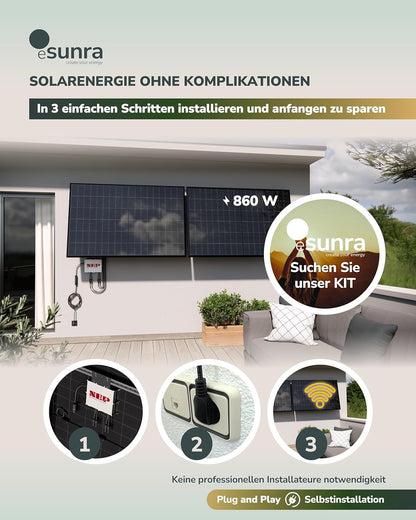 Microomvormer van NEP BDM800VA - Plug and Play - MPPT-efficiëntie > 99,5% - 5 m netsnoer - app voor bewaking van de productie in real-time