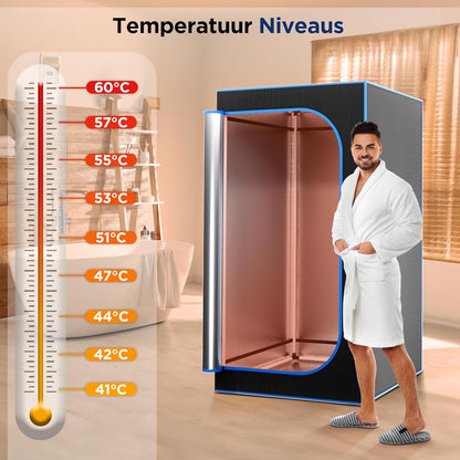 SereneLife Draagbare Sauna voor Thuis-Infrarood Saunatent met Verwarmd Voetkussen en Opvouwbare Stoel-Saunabox-Compacte Persoonlijke Detox Sauna- Afstandsbediening voor Thuis Spa, 90 x 180 cm-Zwart