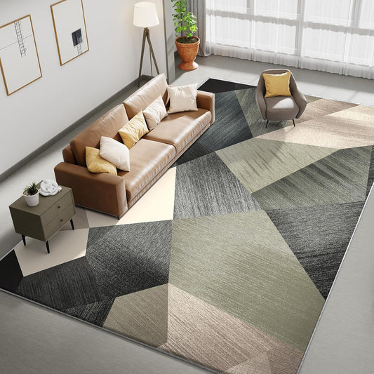HOMFINE wasbare woonkamer korte flens tapijt-fluffy niet-slip modern tapijt, slaapkamer en eetkamer, zacht sponsmateriaal, ultrasoft en duurzaam, geometrisch abstract patroon, 160x230 cm Groen