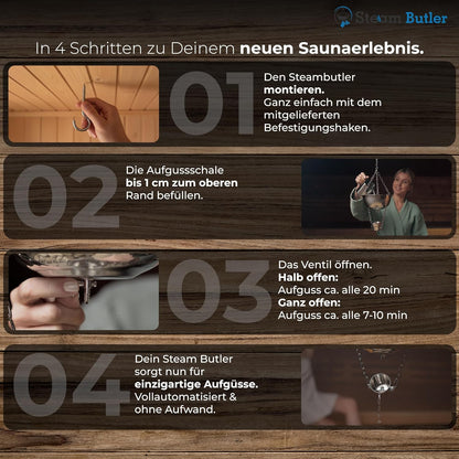 Originele Steam Butler Home - automatische opgiet voor de sauna/thuissauna/tuinsauna - materiaal: roestvrij staal - traploos instelbare intensiteit -