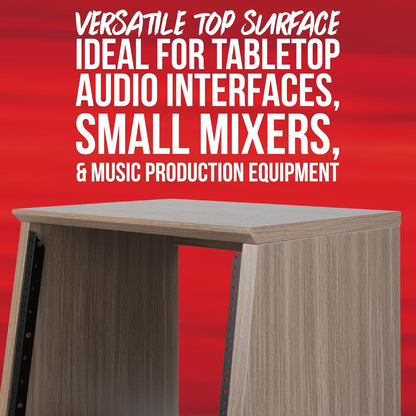Studiorack – Audiorack – Studio Rack – Rackmeubel – Rackkast – Hoekig Bruin Met Vergrendelbare Wielen – 12U Rackruimte – 25 Mm Multiplex Tot 91 Kg