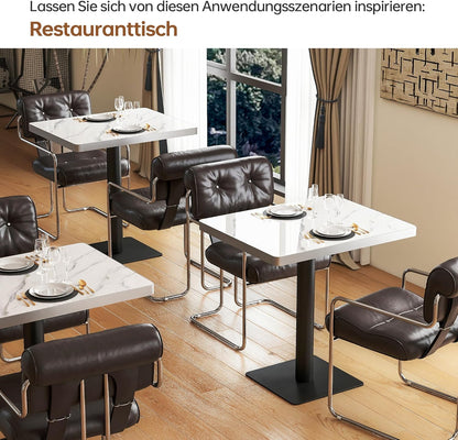 ZL ZELing 80cm Ronde Gesinterde Steen Eettafel, Hoogglans Sneeuw Berg Wit, Moderne Minimalistische Keuken Tafel met Metalen Benen voor Home Cafe Restaurant
