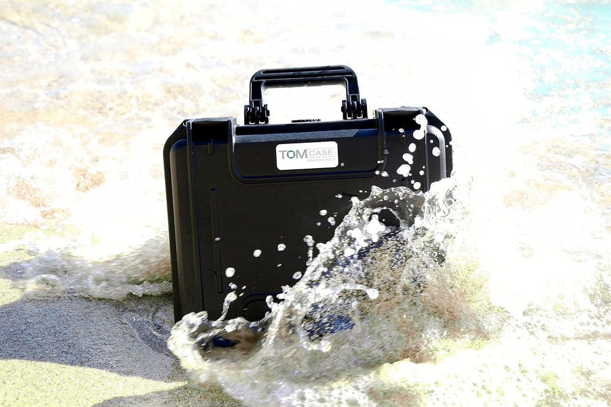 TOMcase waterdichte outdoorkoffer voor notebook/laptop tot 17" en accessoires, splintervrije harde koffer met configureerbaar rasterschuim, transportkoffer