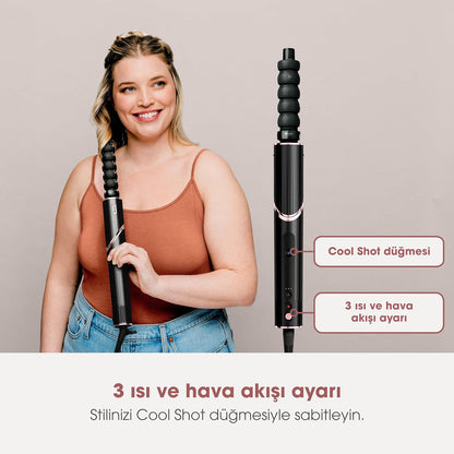 Shark FlexStyle 5-in-1 Airstyler & Haardroger, Automatische Krullers, Platte Borstel, Ovale Borstel, Concentrator, Diffuser, Bewaarhoes, Geen Hittebeschadiging, Zwart/Roségoud HD446EU