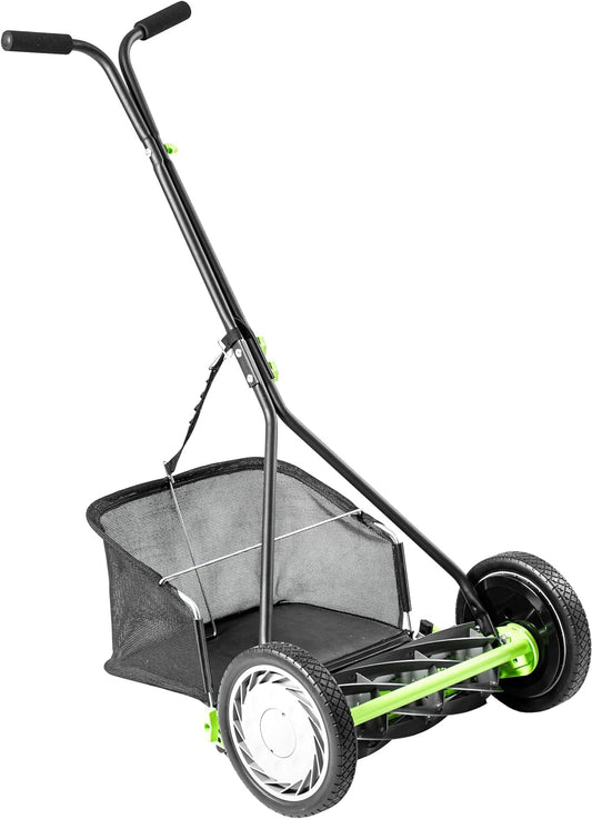 Kooimaaier – Handgrasmaaier – Spindelmaaier – Grasmaaier – Gazonsnijder – 9 Messen – 40,6 cm Maaibreedte – Opvangmand 35 Liter – Zwart