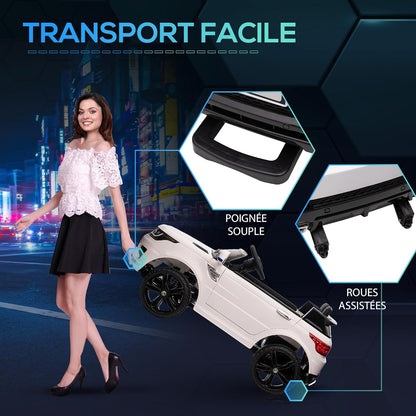 HOMCOM Elektrische auto voor kinderen, SUV, elektrisch voertuig, 12 V, dubbele motoren, snelheden 3-5 km/u, veerophanging, afstandsbediening 2,4 G, ledlampen, muziek en claxon, 3-6 jaar, wit
