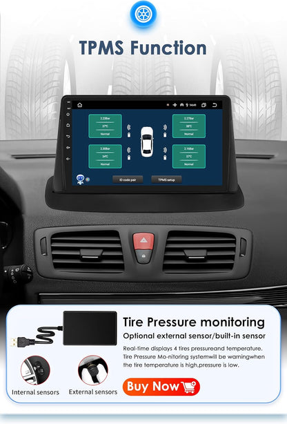 Ossuret Autoradio voor Renault Megane 3 2008-2014, 9inch Android 14 Aanraakscherm 2+32GB GPS Navigatie met Carplay Android Auto Bluetooth Ondersteuning WiFi DSP TPMS OBD2 Stuurwielbediening DAB+