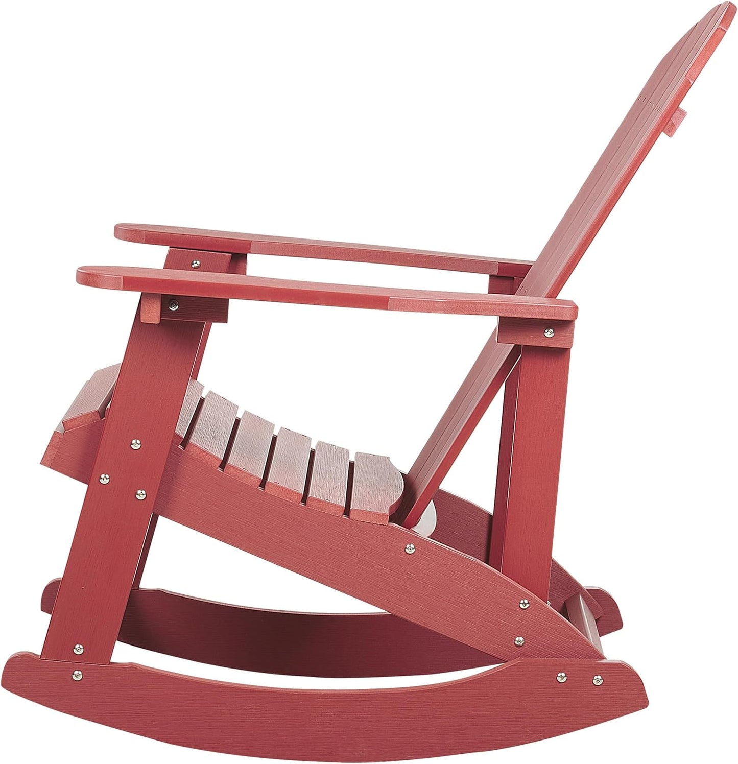 Schommelstoel – Rocking Chair – Schommelstoel Tuin – Relaxstoel – Tuinstoel – Traditioneel Design – Kunsthout & RVS Frame – Weerbestendig Rood