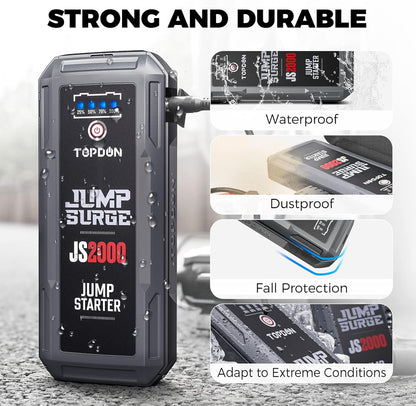 Auto Noodstarter – Jumpstarter – Starthulp – Startbooster – Accubooster – 12V – 2000A Piekstroom – 16000mAh Powerbank