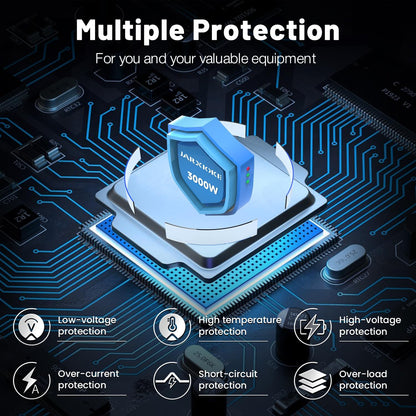 Zuivere Sinus Omvormer 3000W voor Buiten Auto 12V 230V Spanningsomvormer Inverter Pure Sine Wave met Afstandsbediening EU Stopcontact USB Poort