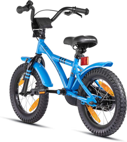 PROMETHEUS BICYCLES kinderfiets 14 inch fiets jongens meisjes van 4 jaar oude met zijwieltjes terugtraprem in blauw BMX