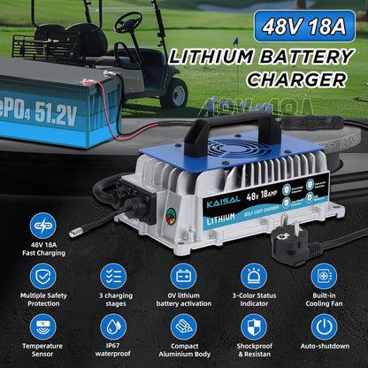 48V Lithiumbatterijlader – Lithium Acculader – LiFePO4 Oplader – Accu Charger – Elektrische Batterij Lader – IP67 Waterdicht – Slimme 3-fasen Oplaadtechniek