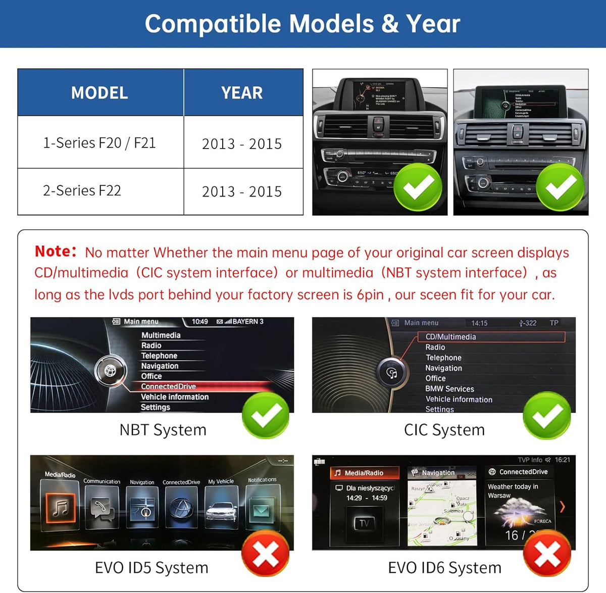 Road Top 12.3 Inch Car Radio Touch Screen Wireless CarPlay Android Car for BMW 1 2 Series F20/F21/F22/F23 2013-2015 Year with NBT System,Car Stereo Multimedia Car Radio Receiver - QUORE