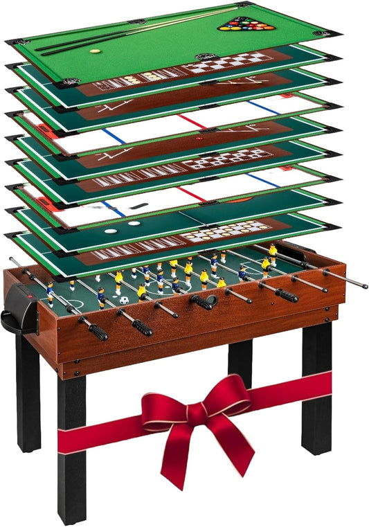 shelfmade Multifunctional Game Table, Children's Table Football, Wood, Convertible Pool Table, Mini Table Tennis Table - Multi Play Table for Adults - 10 Games in 1 - QUORE