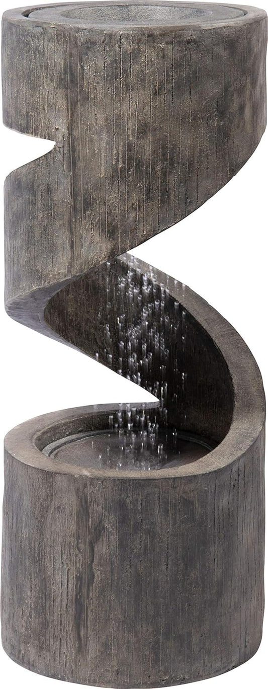 dobar® 96160e Venus Tuinfontein, groot design, terrasfontein met ledverlichting, waterval van polyhars, fontein voor buiten, decoratieve sierfontein, 31,5 x 31,5 x 79,5 cm