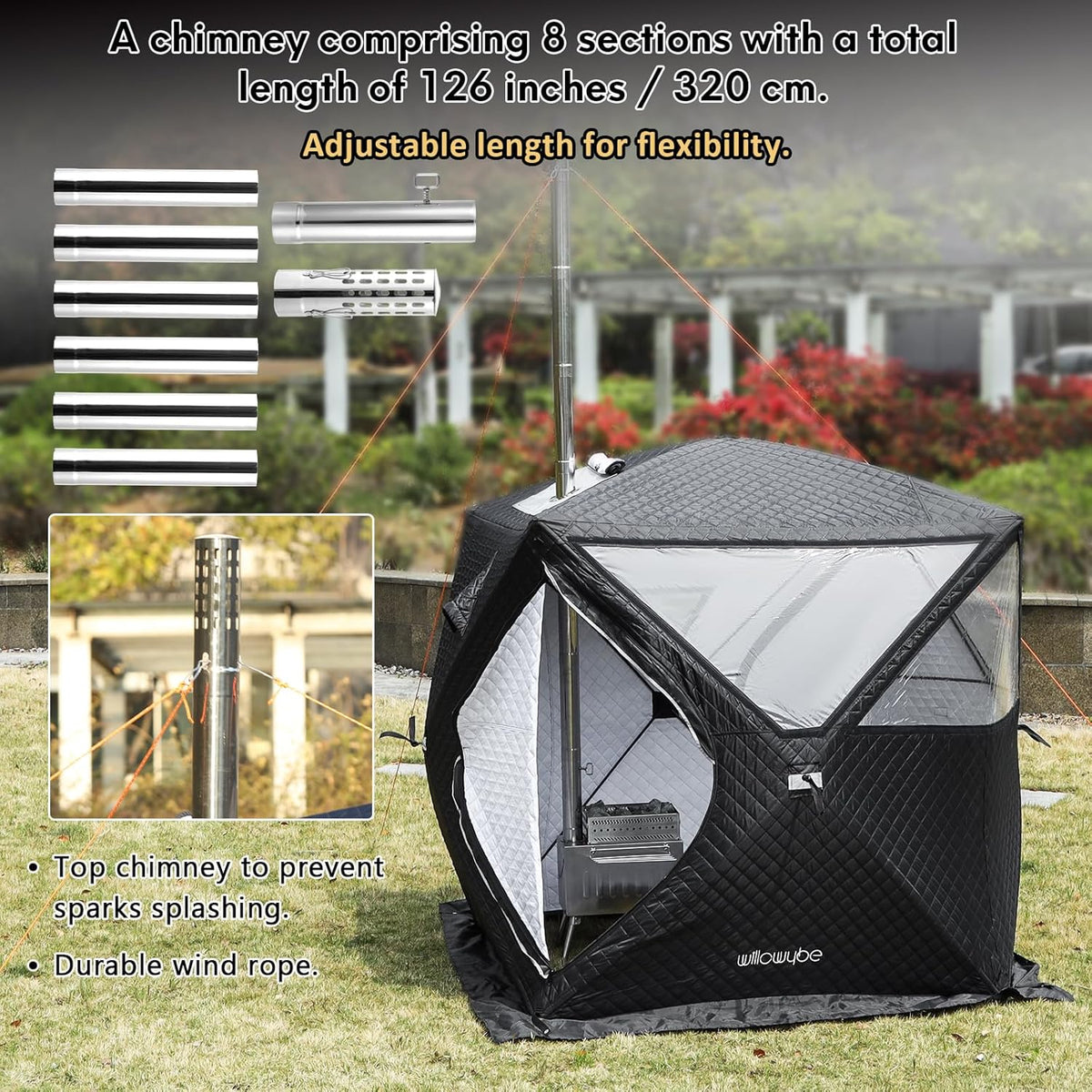 WillowyBe Outdoor Sauna Hete Tentkachel, Raketkachelverwarmer, Draagbare Houtkachel voor Droge Sauna, Koken voor Echtgenoot en Vrienden