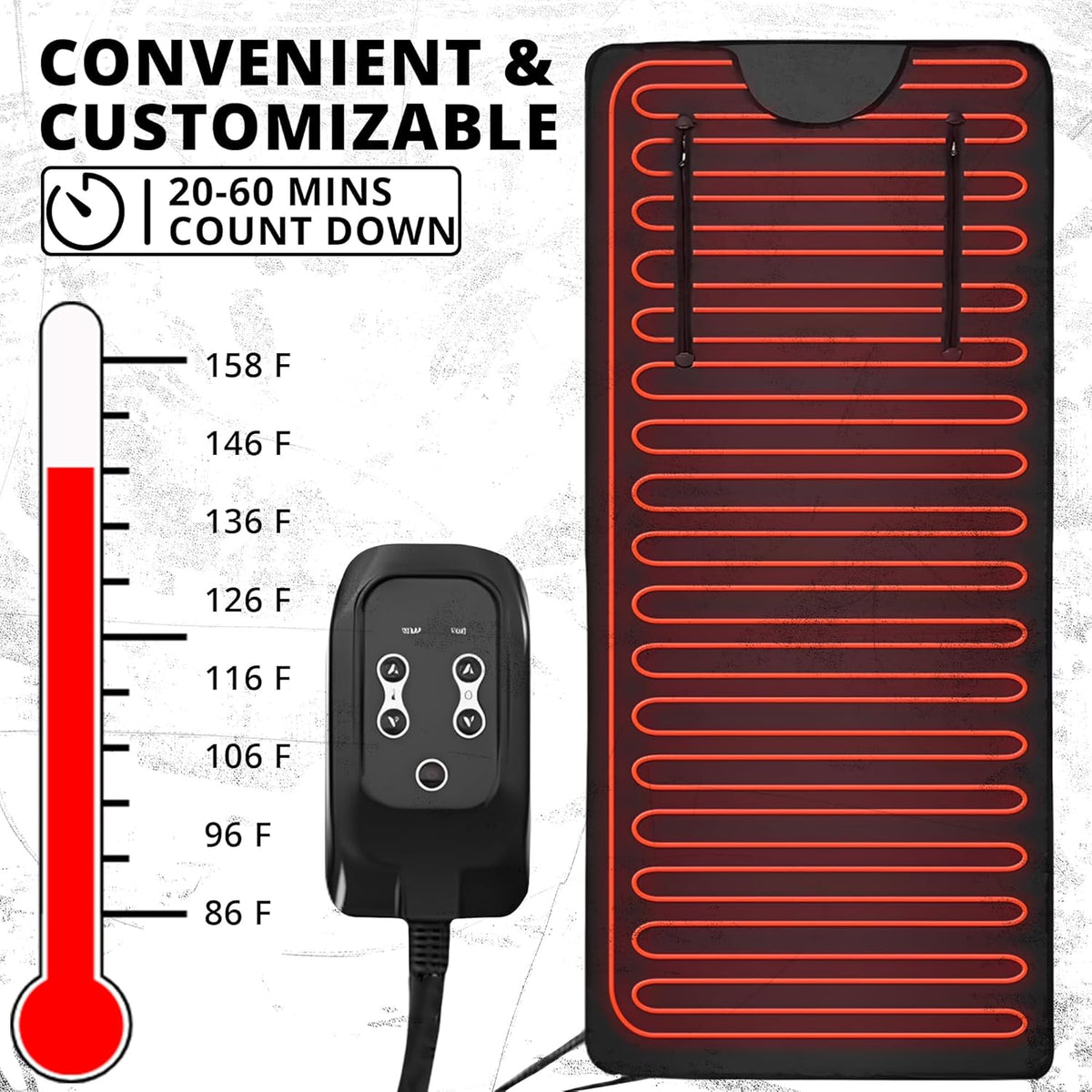 MAXSTRENGTH Sauna Blanket Infrared for Weight Loss and Detox | 35-70°C Adjustable Heat | 180 x 160 cm | Home Spa Therapy Blanket for Relaxation and Muscle Recovery (Black, Full Body, 180 x 160 cm) - QUORE