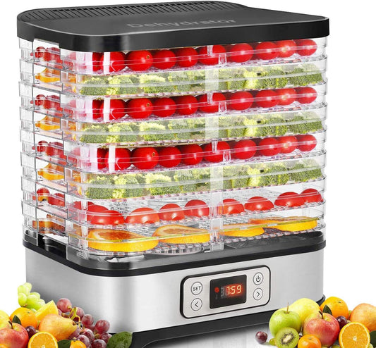 COOCHEER Droogautomaat, dehydrator, met temperatuurregeling, 8 etages, afneembare droogmachine, temperatuurregeling 35-70 °C
