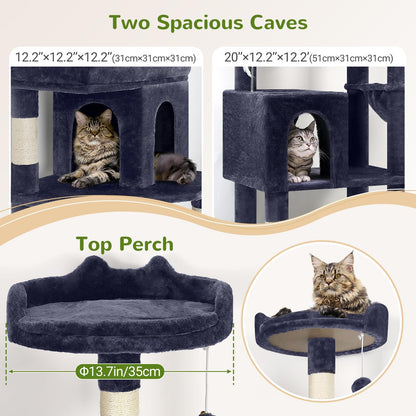 Krabpaal – Kattenboom – Kattenhuis – Kattenmeubel – Krabtoren – 183 cm Hoog – Geschikt Voor Grote Katten 3-5 Stuks – Steviele Basis Met Gevoerd Platform En Zitstang
