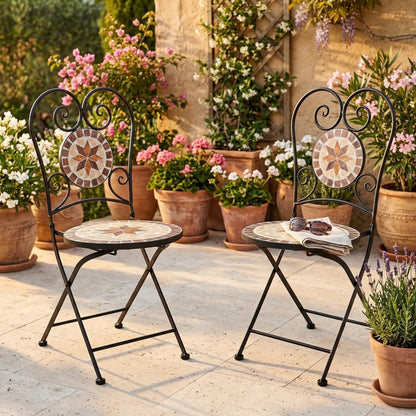 Tuinstoel Mozaïek Opvouwbare Balkon Stoel Mozaïek Bistro Stoel Metalen Tuinmeubilair Decoratieve Stoel Tuin Bistro