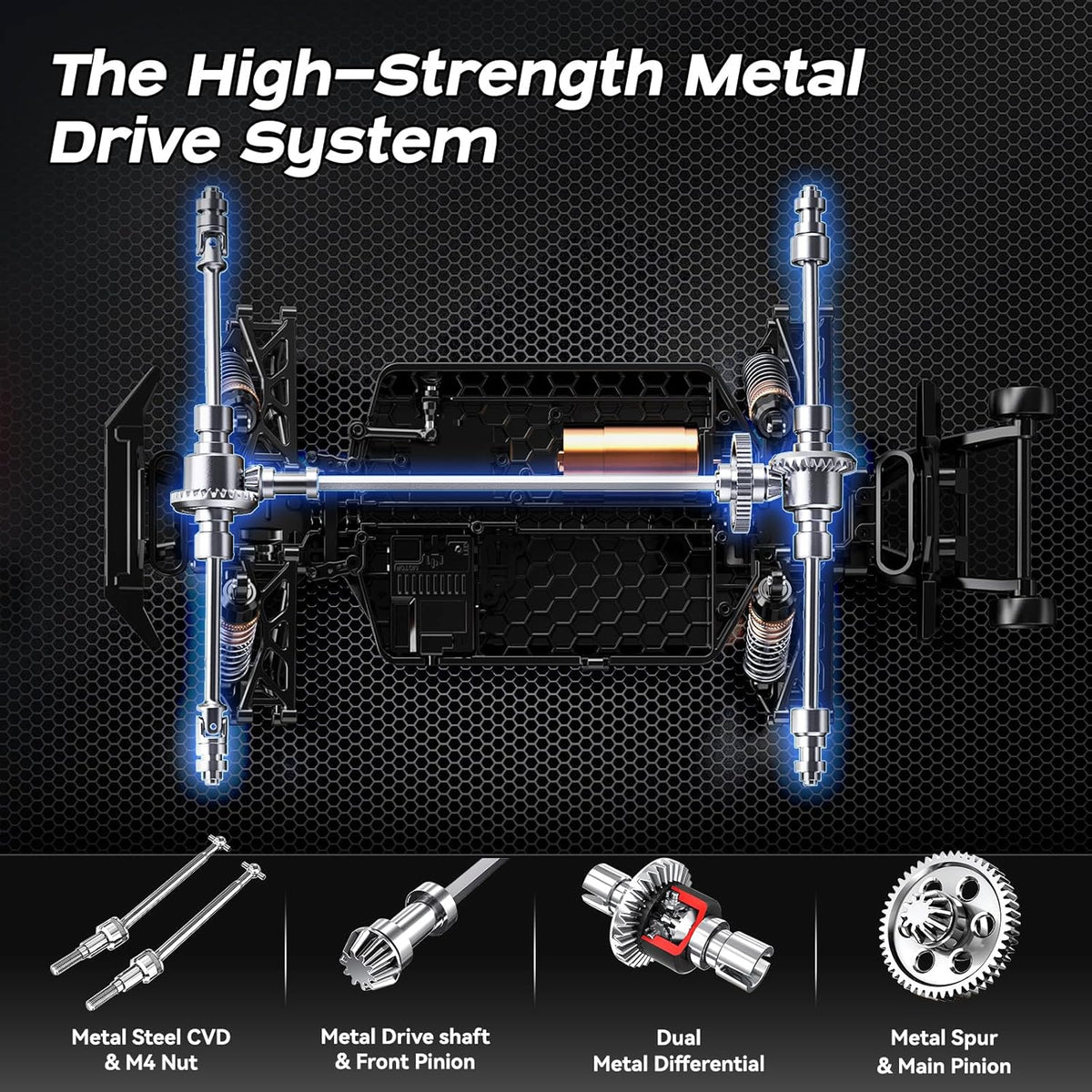 1/14 Brushless RC Auto – RC Wagen – RC Truck – RC Voertuig – RC Rallyauto – 4WD Vierwielaandrijving – Hydraulische Metalen Schokdempers – Max Snelheid 70 km/u – Dual 2S LiPo Batterijen – Blauw - QUORE