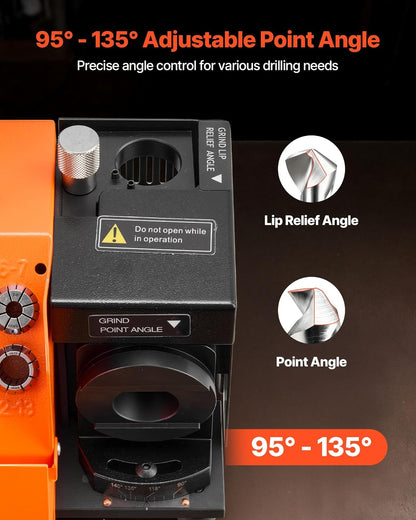 VEVOR MR-13A+ boorslijper, 3-15 mm met instelbare punthoek van 95° tot 135°, 5800 omw/min, hoge snelheid slijpmachine met 13 klemmen en CBN-wiel voor werkplaatsen, garages