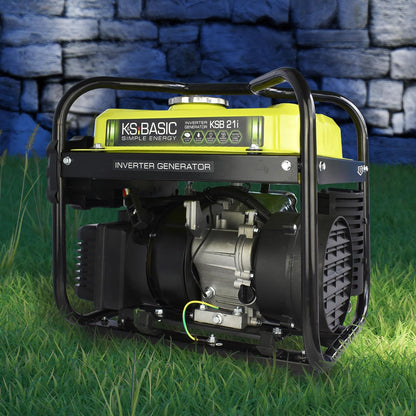 K&S Basic KSB 21i – 4-takt benzine-stroomgenerator, invertergenerator 2,9 pk met automatische spanningsregelaar, olietekort beveiliging, uitlaatgasnorm EURO V, 2000 W, 2 x 16 A (230 V) voor kamperen