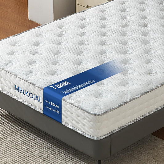 matras 140 x 200 7 zones zakveermatras H3 hoogte 20 cm veerkernmatras Matras met memory foam voor volwassenen (20 cm, 140x200)