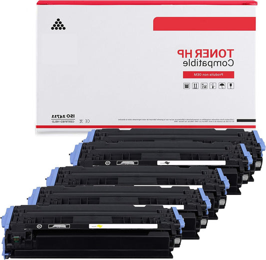 x5 Toner - Q6000A (x2) + Q6001A + Q6003A + Q60 (Black x2 + Cyan + Magenta + Yellow) - Compatible for HP Color LaserJet 1600 HP Color LaserJet 2600N HP Color LaserJet 2605DN HP Color Laser - QUORE
