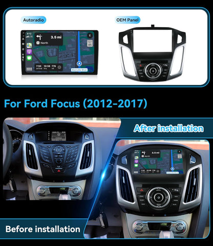 MSD Autoradio Voor Ford Focus (2012-2017) | Android 14 GPS Navigation Radio | 4G+64G | CarPlay Android Auto Stuurwiel DAB 4G Dual-Band WiFi DSP Bluetooth 360-CAM | Camera | 2 Din 9 Inch