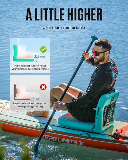 ZLX Paddle Board zitting met rugleuning, draagbare kajakzitting, universele opblaasbare zitting voor outdoor, vissen, kajakken en kamperen