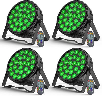 4 stuks 216 W LED Par schijnwerpers, 27 x 8 W RGBW LED Par koplamp podium licht DMX512 discolicht partylicht voor feest, bar, Kerstmis, Halloween, bruiloft