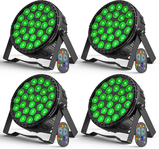 4 stuks 216 W LED Par schijnwerpers, 27 x 8 W RGBW LED Par koplamp podium licht DMX512 discolicht partylicht voor feest, bar, Kerstmis, Halloween, bruiloft