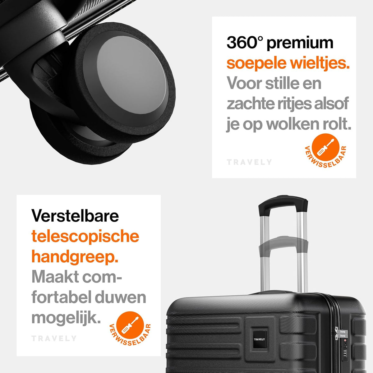 Polycarbonaat Koffer XL 77cm - 100 liter intern volume - zeer robuuste hardschalige koffer met zachte wielen & TSA-slot, reiskoffer, koffer & trolley, reiskoffer met wielen