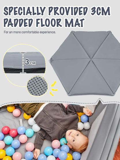 EVER ADVANCED Foldable baby playpen, grey - QUORE