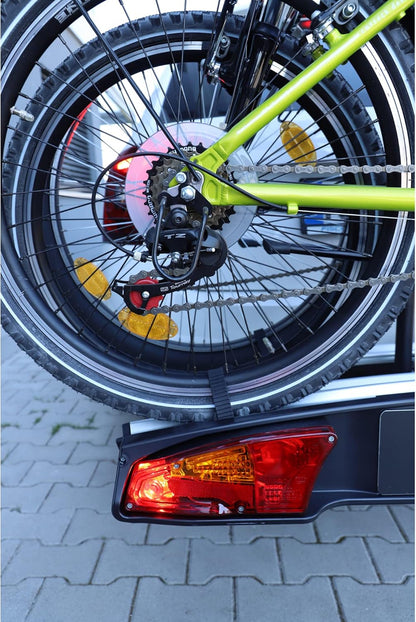 cartrend Koppelingsfietsendrager Alu Active, geschikt voor 2 fietsen, fietsendrager koppeling, fietsendrager auto, drager auto, zwart-zilver