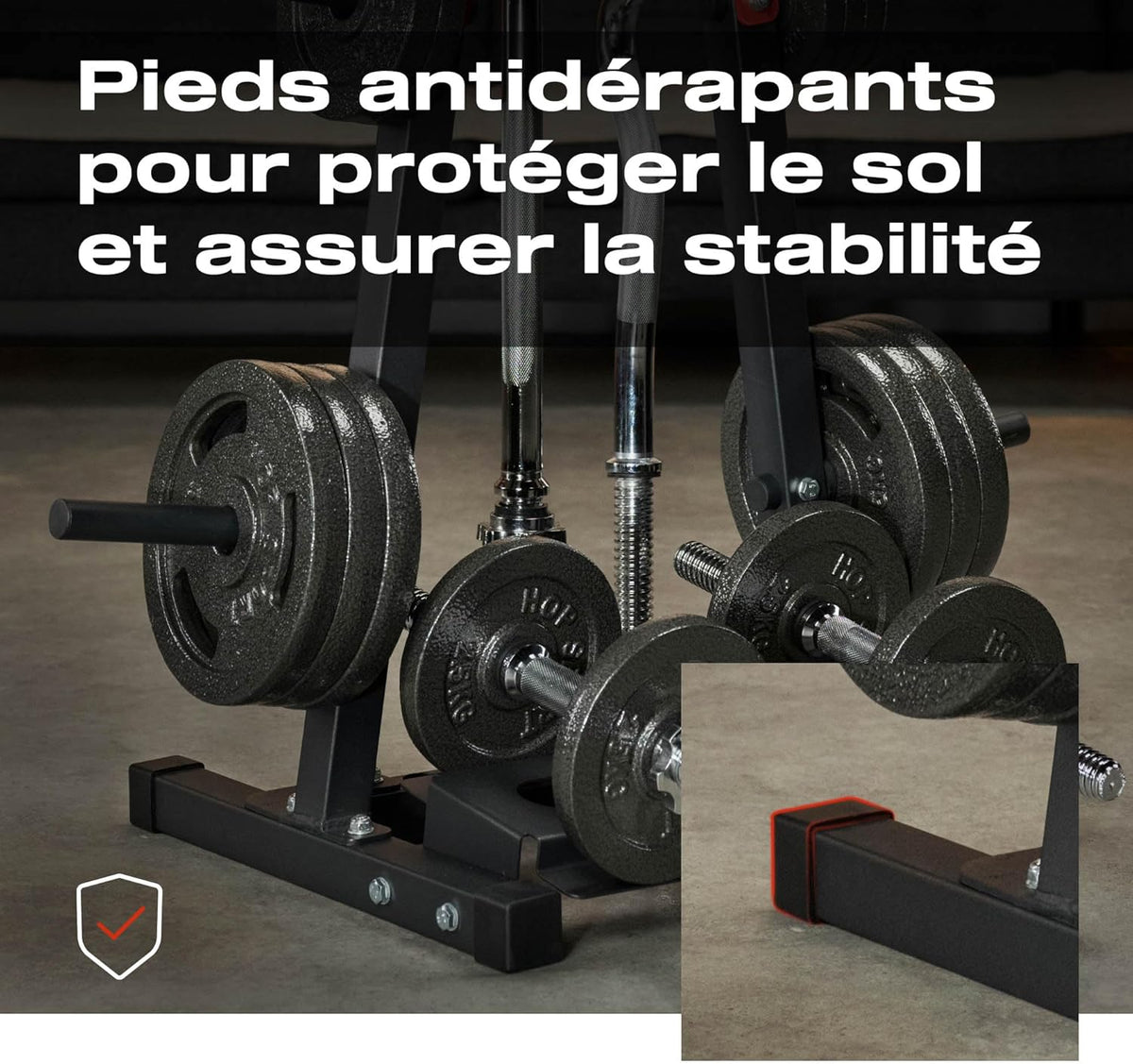 Hop-Sport Weight Plate Stand, Dumbbell Stand for Short Dumbbells for Weights and Bars - QUORE