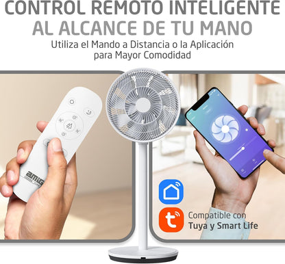 Amig - GALAIR WIFI-01 Staande en Tafelventilator - Stil 13 dB - 26 Snelheden - Verticale en Horizontale Oscillatie - Laag Verbruik 27 W - Afstandsbediening en App - LED-verlichting