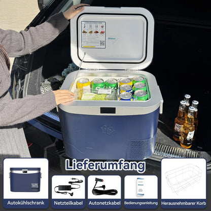 BINGI Compressor-koelbox, 18 l, mini-draagbare elektrische koelkast, 12/24 V DC, elektrische vriezer, draagbare vriezer voor auto, vrachtwagen, picknick, camping en thuisgebruik