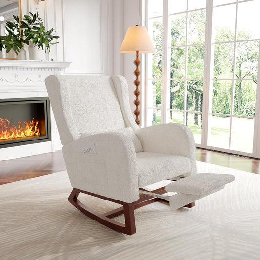 Schommelstoel – Relaxstoel – Loungefauteuil – Schommelfauteuil – Leunstoel – Verstelbare Voetensteun – Hoogwaardige Cashmere Bekleding