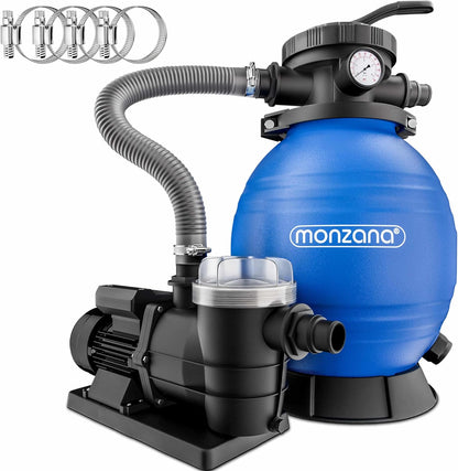 Monzana Zandfiltersysteem 9,6 m³ Voorfilter 7 Wegklep 2in1 adapter Ø32-38mm Filtersysteem Zwembad Filtertank Zandfilter