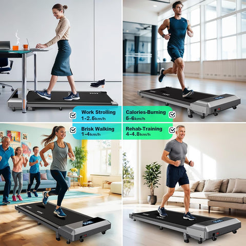 Loopband - Elektrische Loopband - Wandelpad - Wandel-Joggingmachine - met 6.5% Helling - Bluetooth-Verbinding - 2.25 pk - 1-6 km/u - 7-laagse Loopoppervlak - Zwart