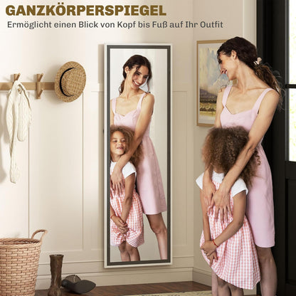 HOMCOM Ganzkörperspiegel 162.5 x 53.5 cm Standspiegel mit Ständer, Wall Mirror für Wohnzimmer, Schlafzimmer, Ankleidungsraum Grau+Weiß - QUORE
