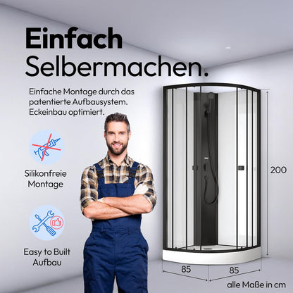 Vierkante Douchecabine – Douchecabine Met Douchebak – Glazen Douchecabine – Aluminium Douchecabine – Moderne Douche – 85x85x198 cm – 4 mm Veiligheidsglas – Comfortabele Instaphoogte
