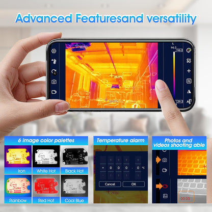 Warmtebeeldcamera HP-H2F6B 640 x 480 Visuele en hoge resolutie, dual spectrum warmtebeeldcamera voor Android, groot temperatuurbereik van 5 °F ~ 1022 °F, zicht-/IR-fusiemodus, USB-C
