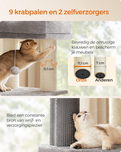 Krabpaal – Kattenboom – Krabmeubel – Kattenkast – Kattenpaal – Ruim Voor Grote Katten – Stevige Sisal Stammen 11,3 cm