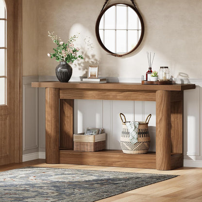 Tribesigns Console Table, Narrow Hallway Table, Long Sofa Table Behind the Sofa, 2-Step Entrance Table, Side Table for Hallway, Entrance, Living Room, Rustic Brown