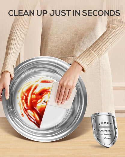 Gouden Chafing Dish Buffet Set 5L [Robuust en Eenvoudig te Monteren], 4-Pack Ronde Chafing Dishes, RVS Warmhoudbakken [Elegant Goud en Zilver], Voedselwarmer voor Catering Buffet en Elk Feest